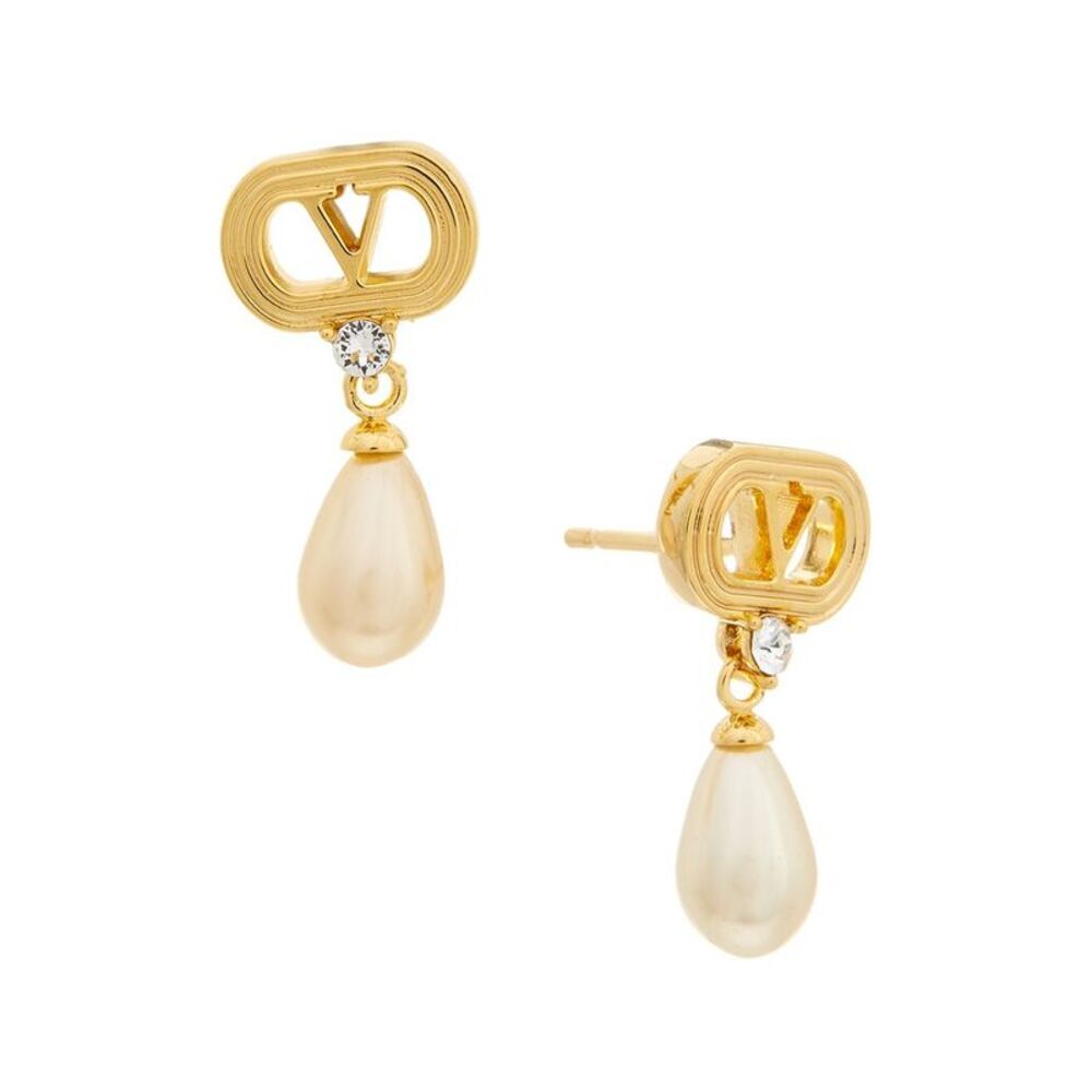 Valentino Ovalette Vlogo Earrings, Yellow